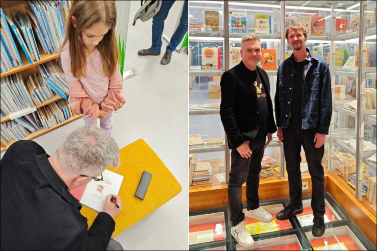 Avtorja sta si ogledala prekrasno knjižnico.